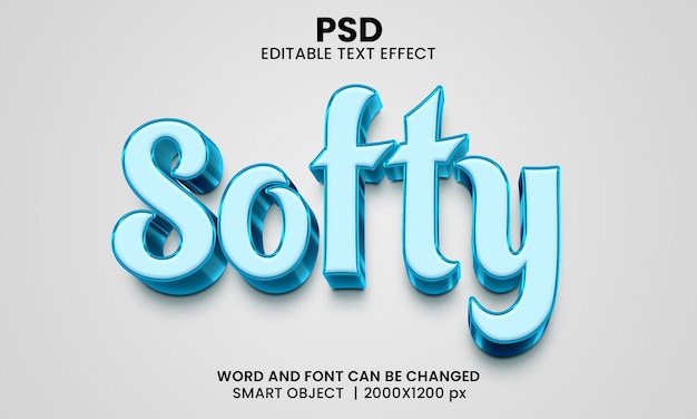 softy 3d editable photoshop text effect style with background