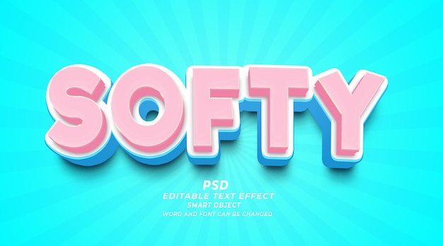 PSD softy 3d editable text effect photoshop psd template