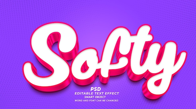 Softy 3d editable text effect photoshop template with background