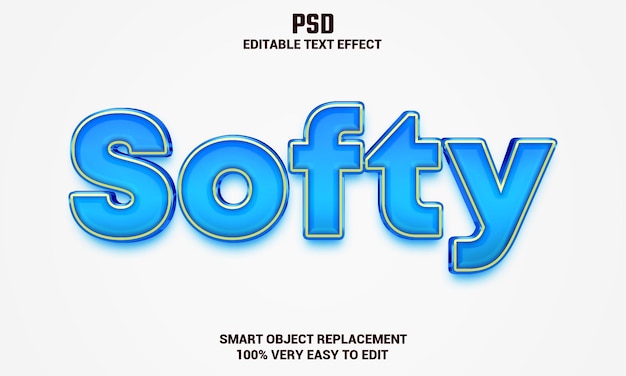 Softy 3d редактируемый текстовый эффект с фоном premium psd