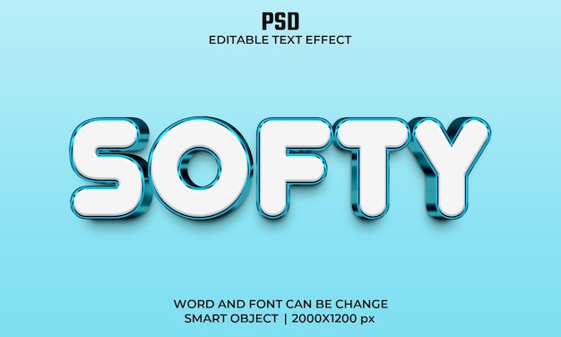 Softy blue Color 3d editable text effect Premium Psd with background