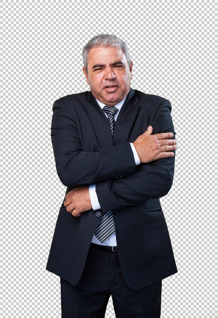 PSD soğuk jest yapan iş adamı