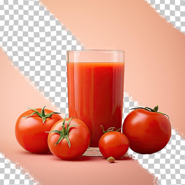 PSD sok pomidorowy i świeże pomidory na przezroczystym tle