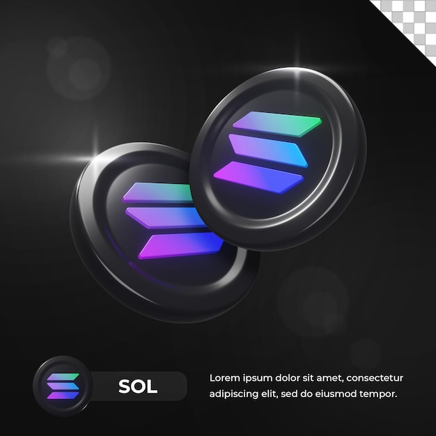 Solana sol cryptocurrency coin 3d rendering