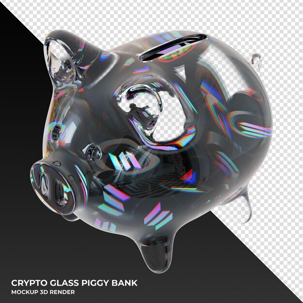 Solana SOL Glass piggy bank with crypto coins 3d illustration