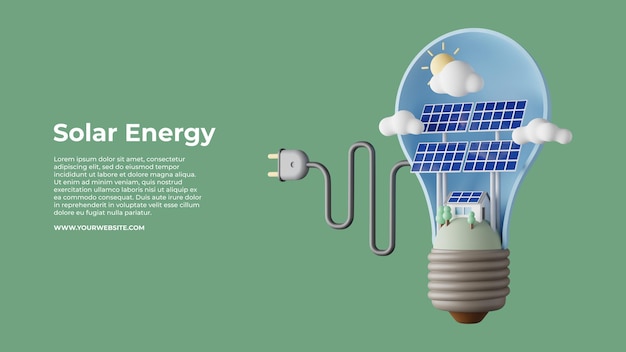 PSD illustrazione 3d di energia solare