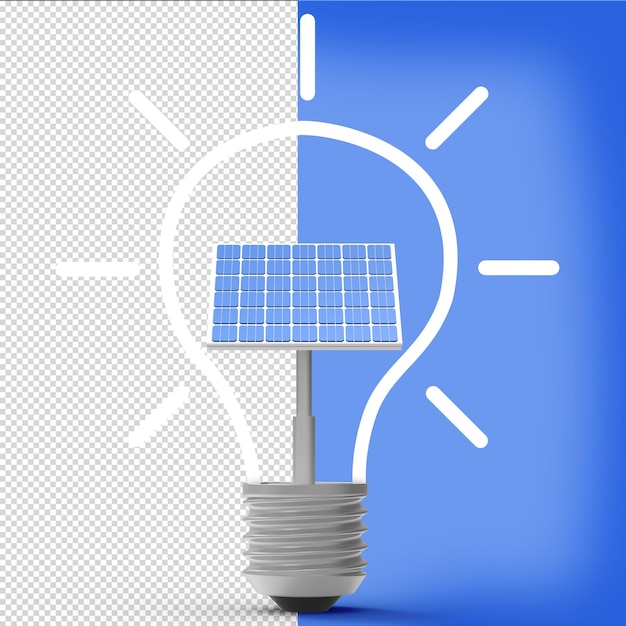 PSD render 3d della lampada a energia solare