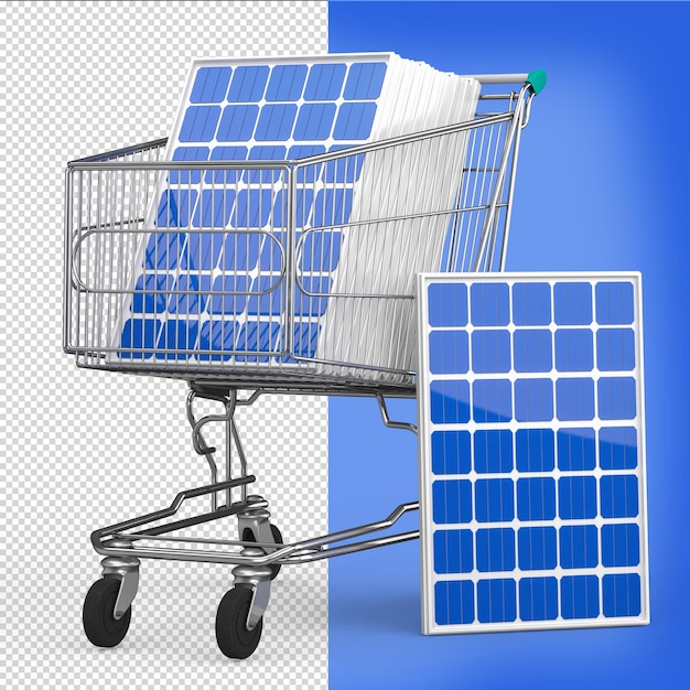 PSD solar energy panel 3d shopping cart