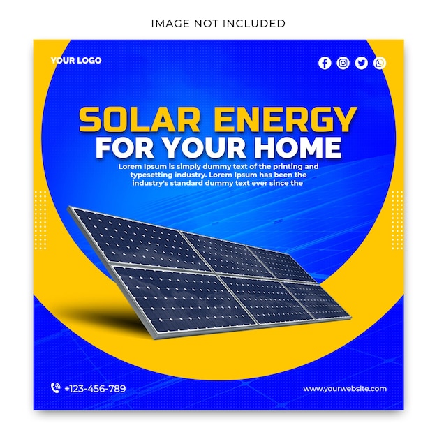 PSD modello di social media a energia solare per la tua casa