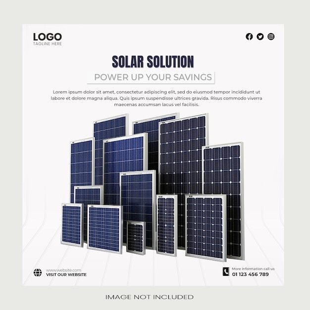 Solar energy for your home with features social media template