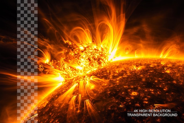 Solar flares intense bursts of energy on the sun captivating on transparent background