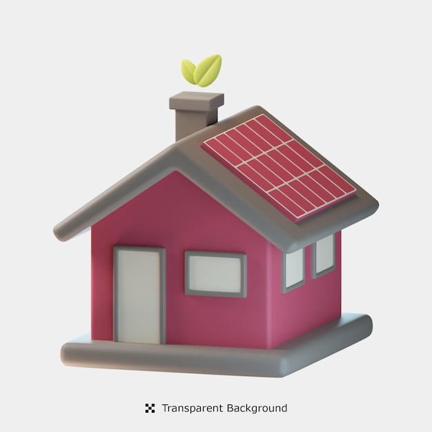 PSD solar house 3d icon illustration