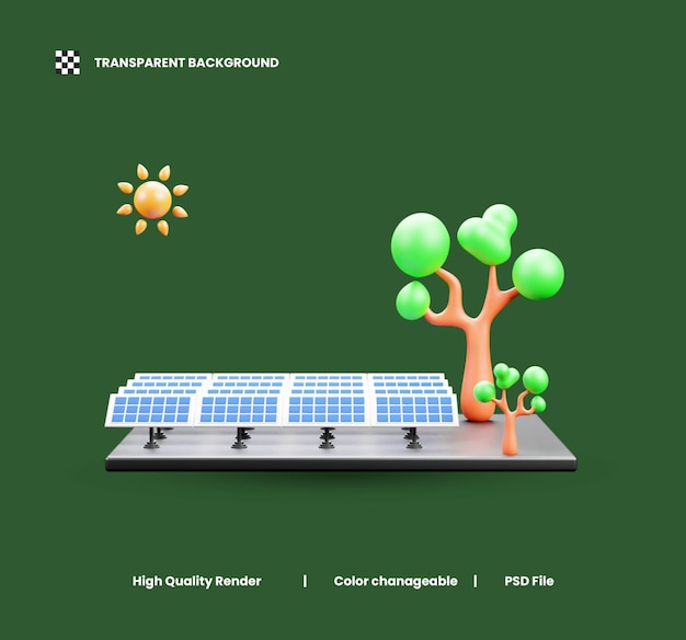 PSD solar panel 3d icon illustration