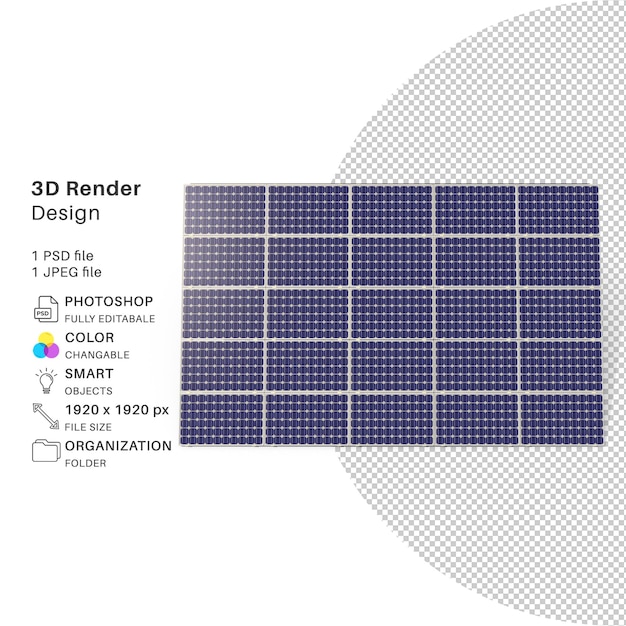 PSD 태양 전지 패널 3d 모델링 psd 파일 현실적인 태양 전지 패널