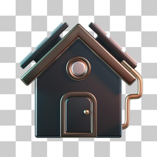 PSD solar panel house 3d icon