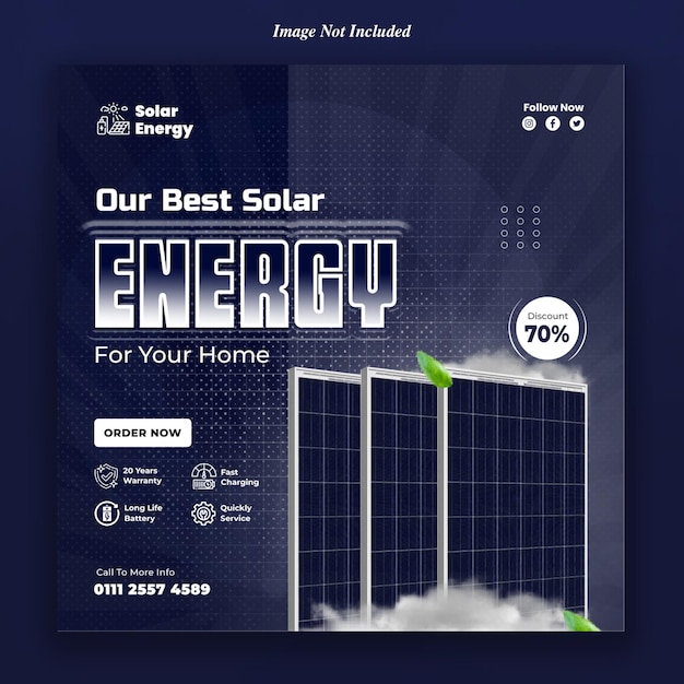 PSD modello di banner per i social media del fornitore di servizi di pannelli solari
