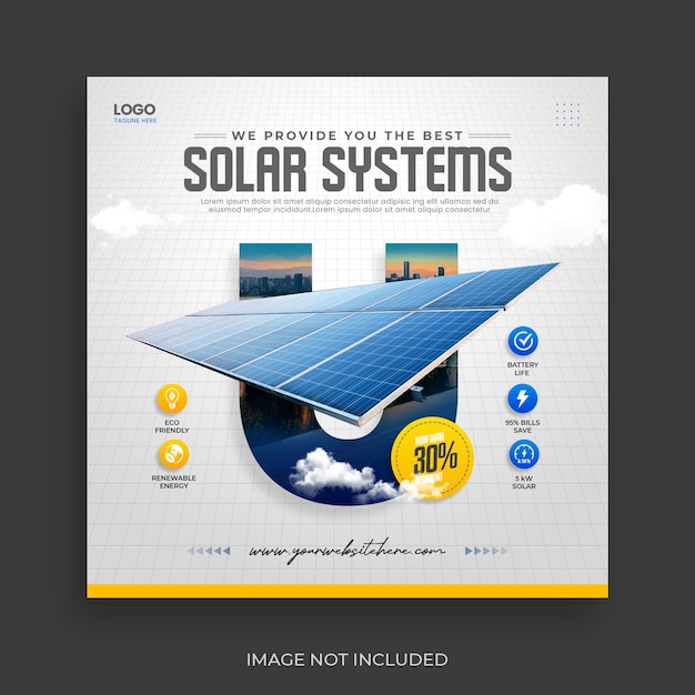PSD modello di banner per social media del fornitore di servizi di pannelli solari