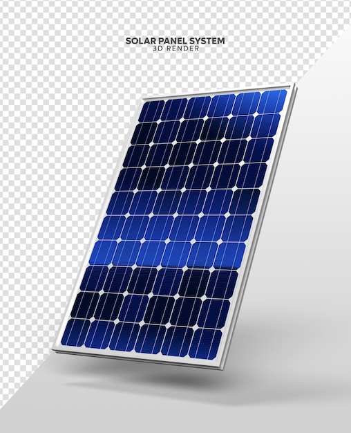 PSD solar panel system realistic 3d render isolated for composition