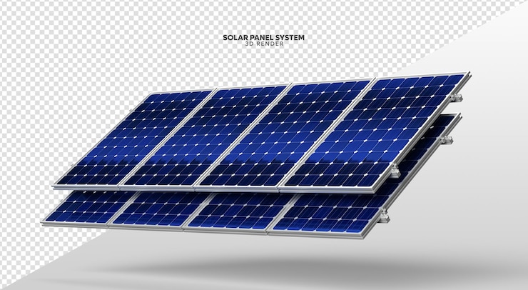 PSD ソーラー パネル システム リアルな 3 d レンダリング構成用に分離
