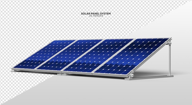 PSD solar panel system realistic 3d render isolated for composition