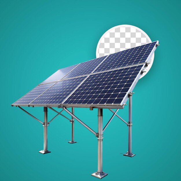 Solar power boards with suspended base in 3d realistic render