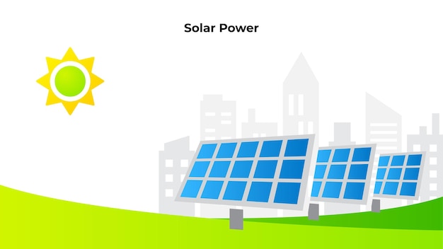 コレクターと太陽光発電のインフォ グラフィック エコロジー デザイン テンプレート