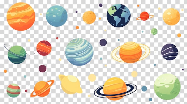 Solar system planets isolated on transparent background vector illustration