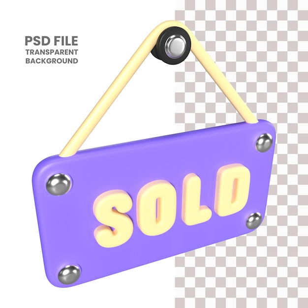 PSD Продано значок 3d иллюстрации