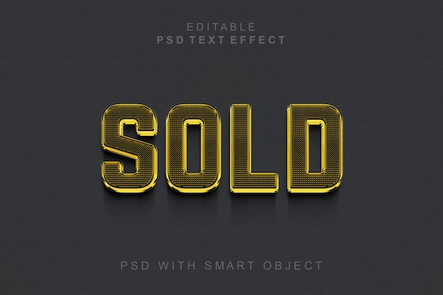 Sold editable 3d text effect