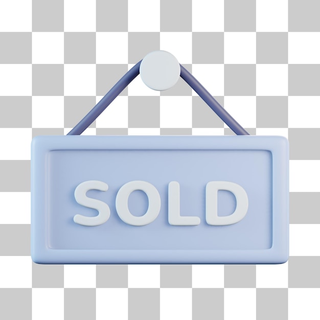 PSD sold sign 3d icon