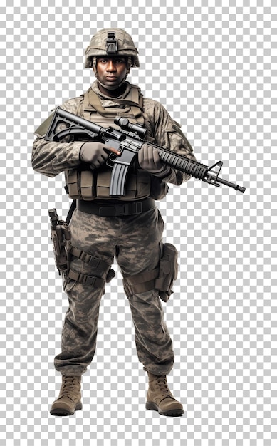 PSD soldier full body isolated on transparent background