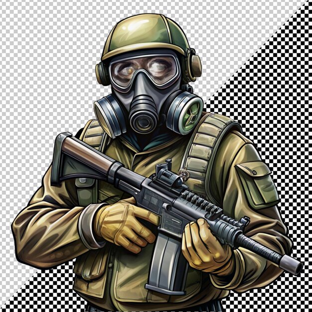 PSD soldier in gasmask vector