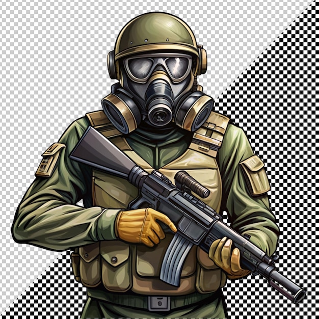 PSD soldier in gasmask vector