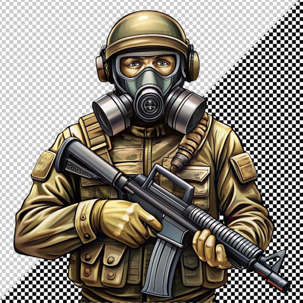 PSD soldier in gasmask vector