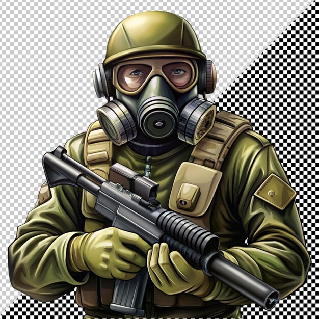 PSD soldier in gasmask vector