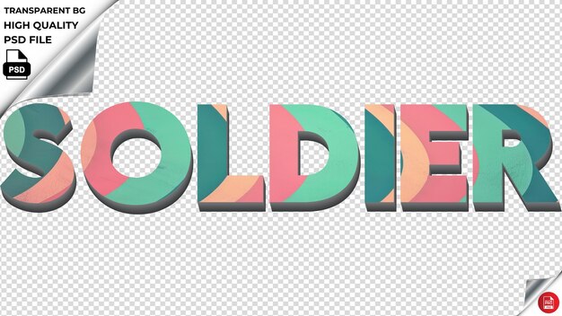 Soldier typography gradient turquoise retro texture del testo psd trasparente