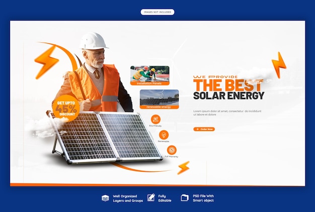 Solenergipanel og strømsparende webbanner-mal