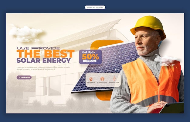 Solenergipanel og strømsparende webbanner-mal