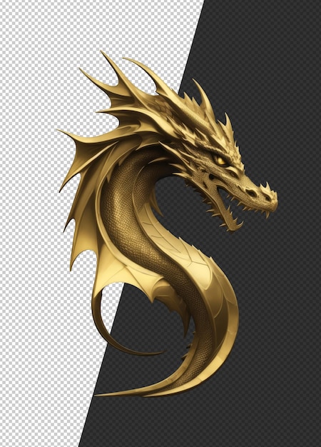 PSD solid gold dragon statue iconic