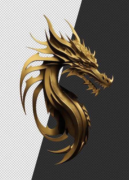 PSD solid gold dragon statue iconic