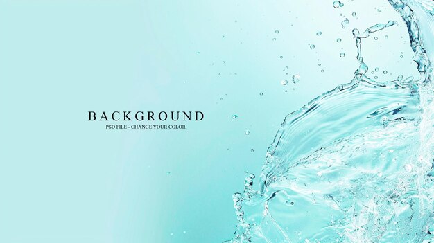 PSD solid light blue background that has new water in it in the form of pouring water that looks