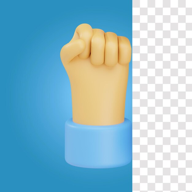 PSD solidarity fist hand gesture 3d icon