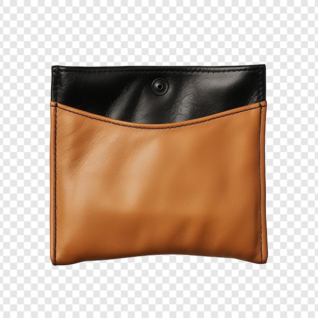 PSD the solitary brown pocket in black leather isolated on transparent background