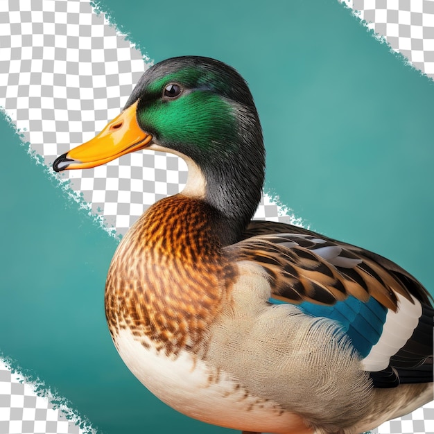 PSD a solitary male mallard duck against a transparent background