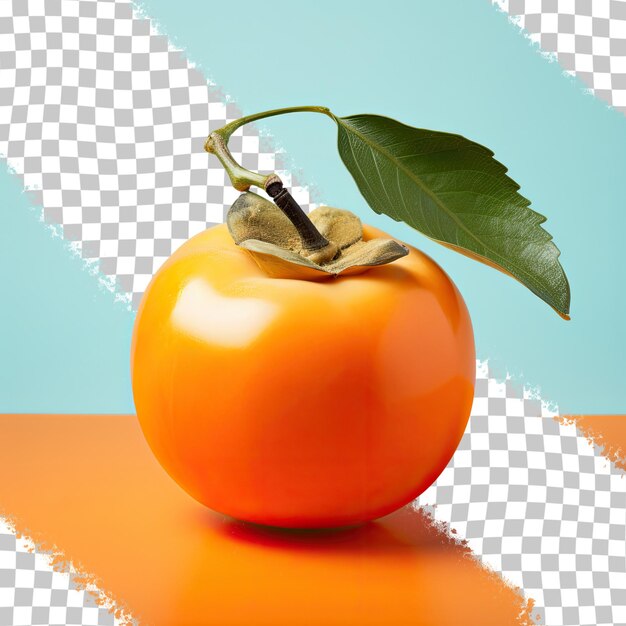 Solitary persimmon on transparent background