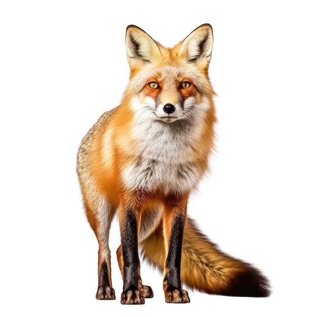 PSD a solitary red fox against a dark backdrop transparent generative ai