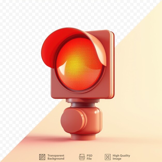 PSD solitary red stoplight on transparent background