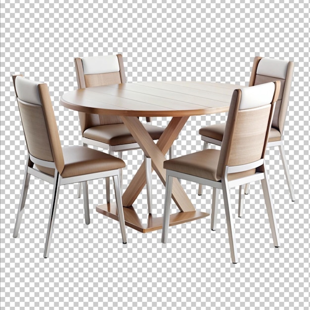 Solo Table and Chairs in 3D Rendering on White Background