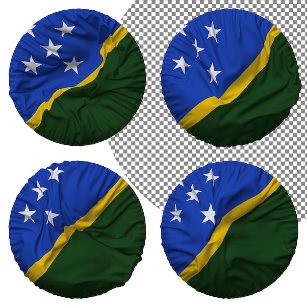 Solomon islands flag round shape isolated different waving style bump texture 3d rendering