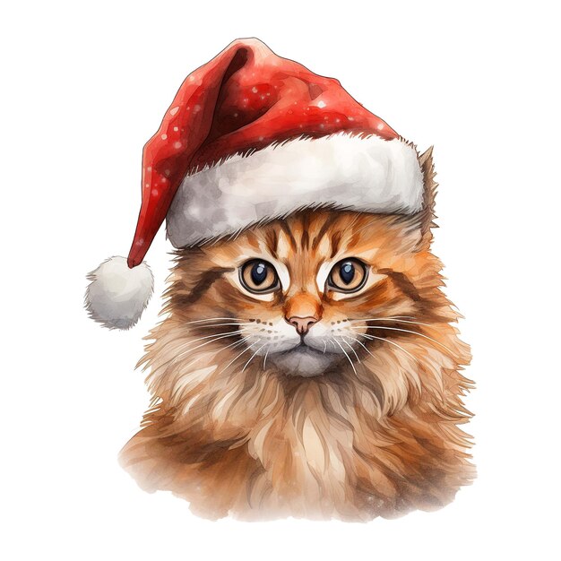 PSD somali cat wearing a santa hat